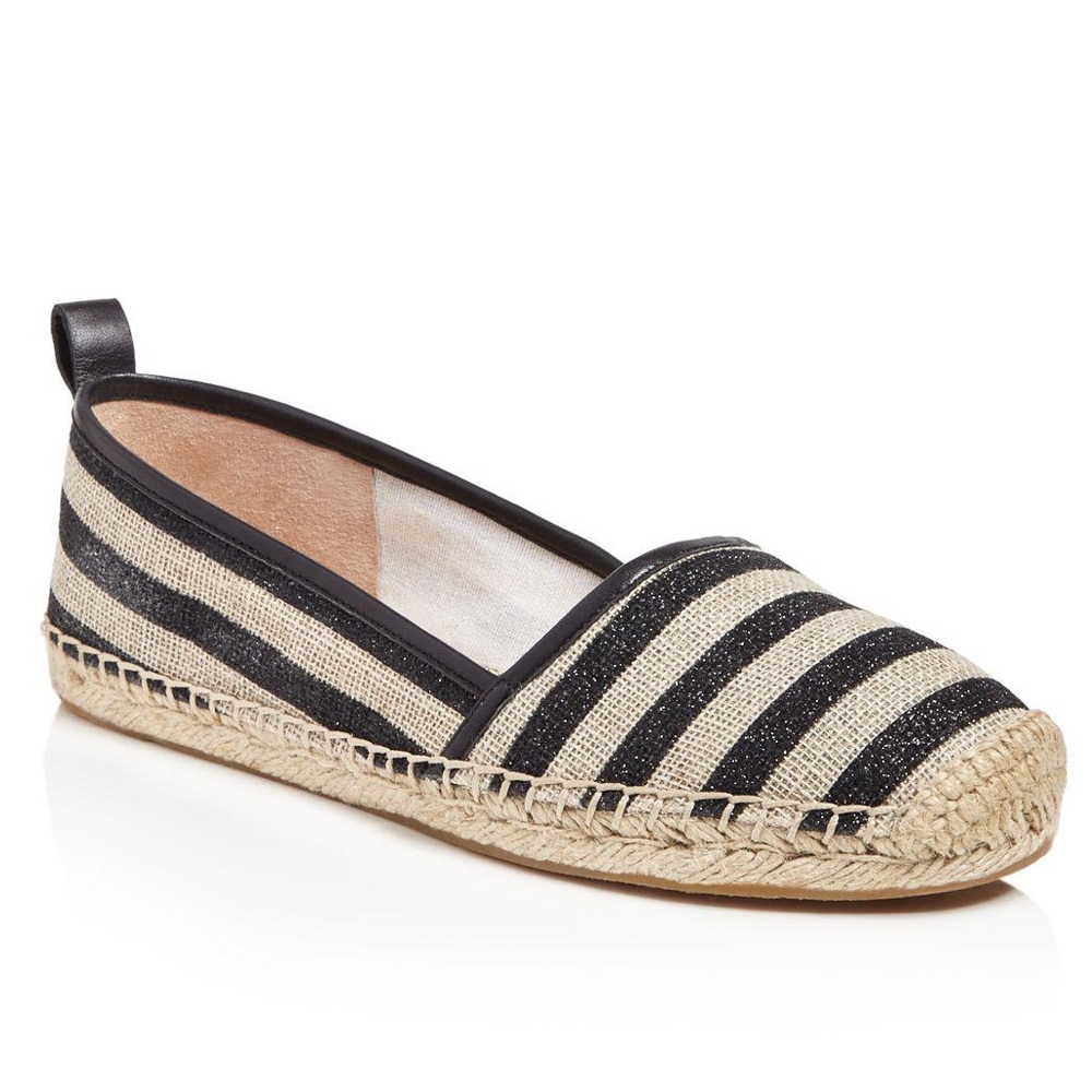 KATE SPADE Black Lillian Glitter Stripe Espadrille